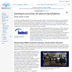 Listening to you at last: EU plans to tap cell phones