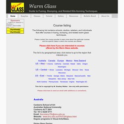Listing of places that offer courses in warm glass techniques