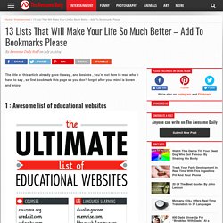 13 Lists That Will Make Your Life So Much Better – Add To Bookmarks Please