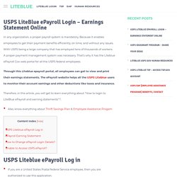 USPS LiteBlue ePayroll Login - Earnings Statement Online