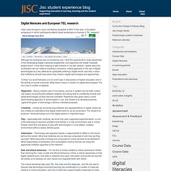 Digital literacies and European TEL research : JISC e-Learning Blog