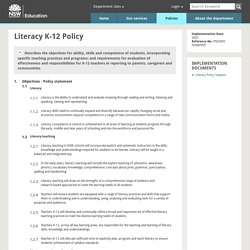 Literacy K-12 Policy