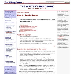 Literary Analysis Papers: How to read a poem