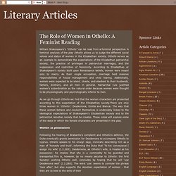 Literary Articles : The Role of Women in Othello: A Feminist Reading