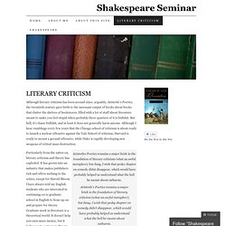 LITERARY CRITICISM « Shakespeare Seminar