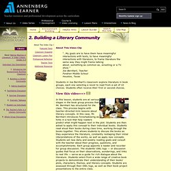 Making Meaning in Literature  Building a Literary Community