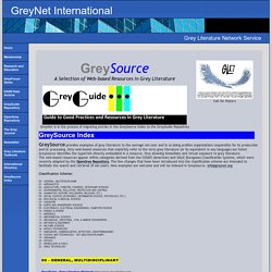 Grey Literature - GreySource, A Selection of Web-based Resources in Grey Literature