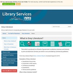 Grey Literature - LibGuides at NSHA Library