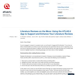 Literature Reviews on the Move: Using the ATLAS.ti App to Support and Enhance Your Literature Reviews