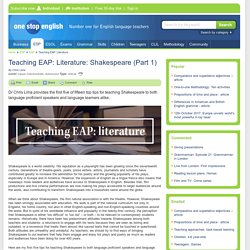 Teaching EAP: Literature: Shakespeare (Part 1)