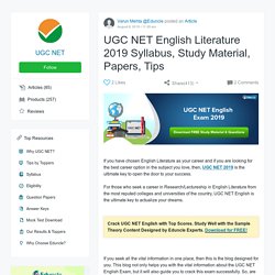 UGC NET English Literature 2019 Syllabus, Study Material, Papers, Tips