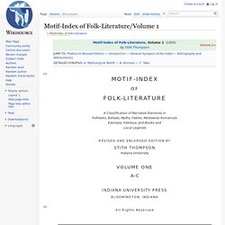 Motif-Index of Folk-Literature/Volume 1