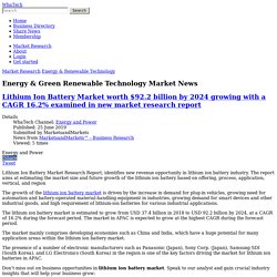 Lithium Ion Battery Market worth $92.2 billion by 2024 growing with a CAGR 16.2% examined in new market research report