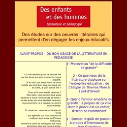 LITTERATURE ET PEDAGOGIE