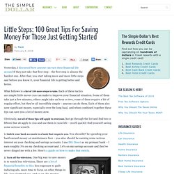 Little Steps: 100 Great Tips For Saving Money For Those Just Getting Started