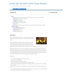 Lively Up Yourself Lentil Soup Recipe