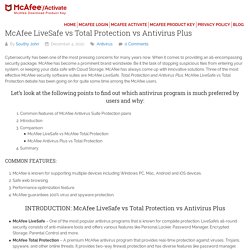 McAfee LiveSafe vs Total Protection vs Antivirus Plus