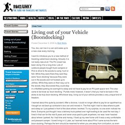 Living out of your Vehicle (Boondocking)