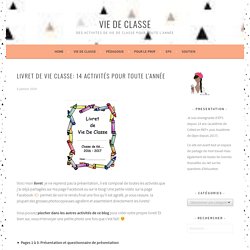 Livret de vie classe: 14 activités pour toute l’année