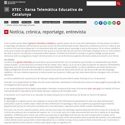 Mèdia. Ràdio. Llenguatge radiofònic. Gèneres i formats radiofònics. Notícia, crònica, reportatge, entrevista. XTEC - Xarxa Telemàtica Educativa de Catalunya