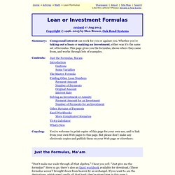 Loan or Investment Formulas