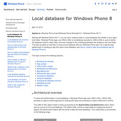 Local database for Windows Phone