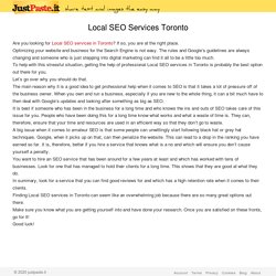 Local SEO Services Toronto
