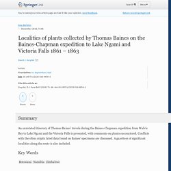 Localities of plants collected by Thomas Baines on the Baines-Chapman expedition to Lake Ngami and Victoria Falls 1861 – 1863