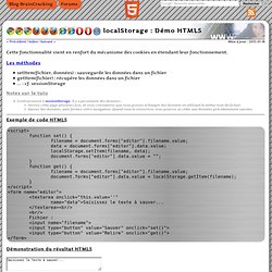 localStorage dans <html5> par l'exemple - HTML5 live demonstrations