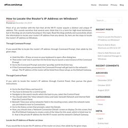 How to Locate the Router's IP Address on Windows? - office.com/setup