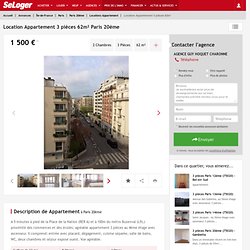 Location appartement 3 pièces Paris 20ème - appartement F3/T3/3 pièces 62m² 1500€/mois