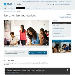 Test dates, fees and locations