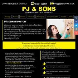 Locksmith Sutton Surrey - Emergency Locksmith Sutton