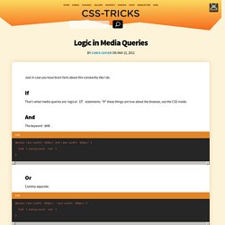 Logic in Media Queries