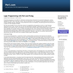 Logic Programming with Perl and Prolog