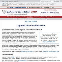 Logiciel libre et éducation - Projet GNU - Free Software Foundation