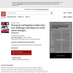 Transport and logisitics workers face new challenges and adapt new trade union strategies on JSTOR