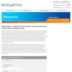White Paper - Logistics Flow Control: Gaining Command of the Inbound Supply Chain