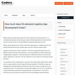 How much does On-demand Logistics App Development Costs? - Top Web and Mobile App Development Company USA