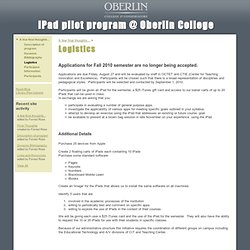 Logistics - iPad pilot program @ Oberlin College