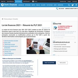 Loi de finances 2021 – Résumé du PLF 2021 - Droit-Finances