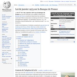 Loi de janvier 1973 sur la Banque de France