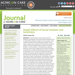 Health Effects of Social Isolation and Loneliness – Aging Life Care Association™