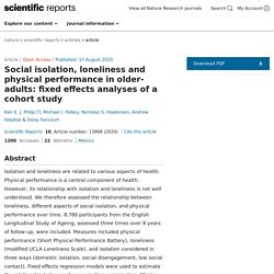 Social isolation, loneliness and physical performance in older-adults: fixed effects analyses of a cohort study