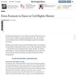 No Longer a Civil Rights Footnote: Claudette Colvin