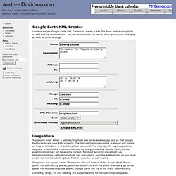 Create Google Earth KML Files - Convert Latitude/Longitude to KML - AndrewDavidson.com