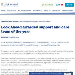 Look Ahead awarded support and care team of the year - Look Ahead