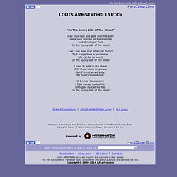 LOUIS ARMSTRONG LYRICS - On The Sunny Side Of The Street
