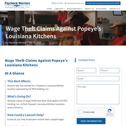 Wage Theft Investigations Against Popeye’s Louisiana Kitchens