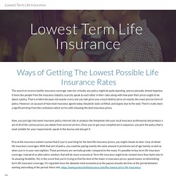 Lowest Term Life Insurance